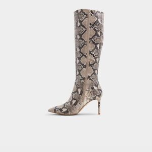 Aldo Beige Snakeskin Heeled Boots